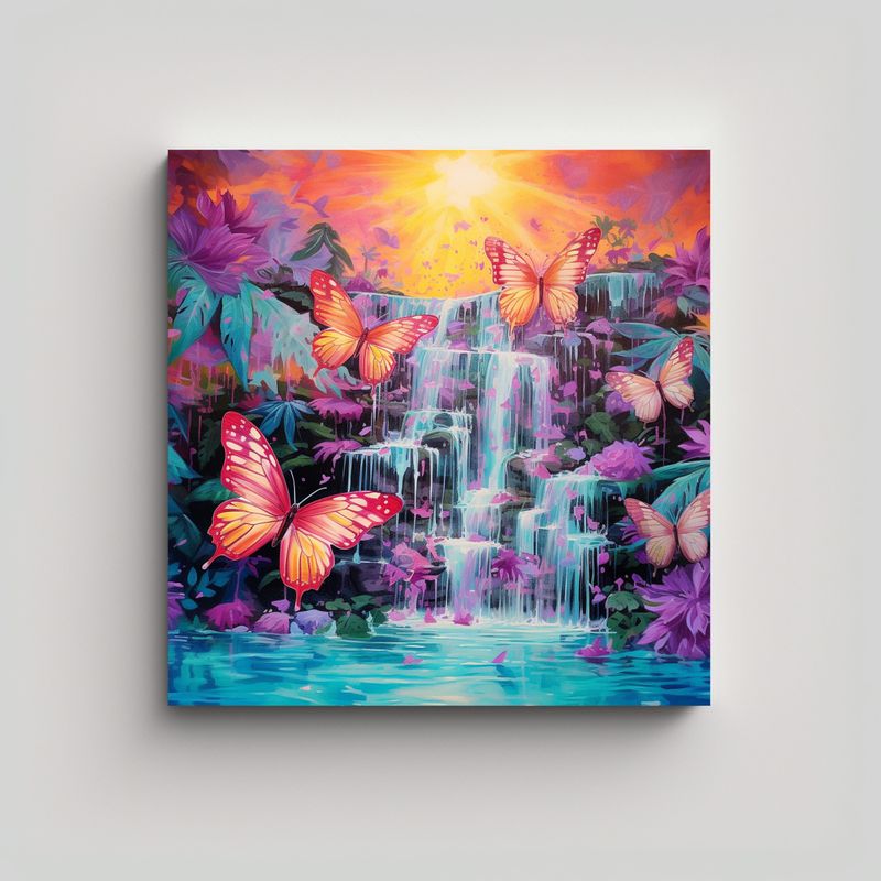 GENERICO - Pintura Decorativa De Mariposas En Un Bastidor 80x80 Cm