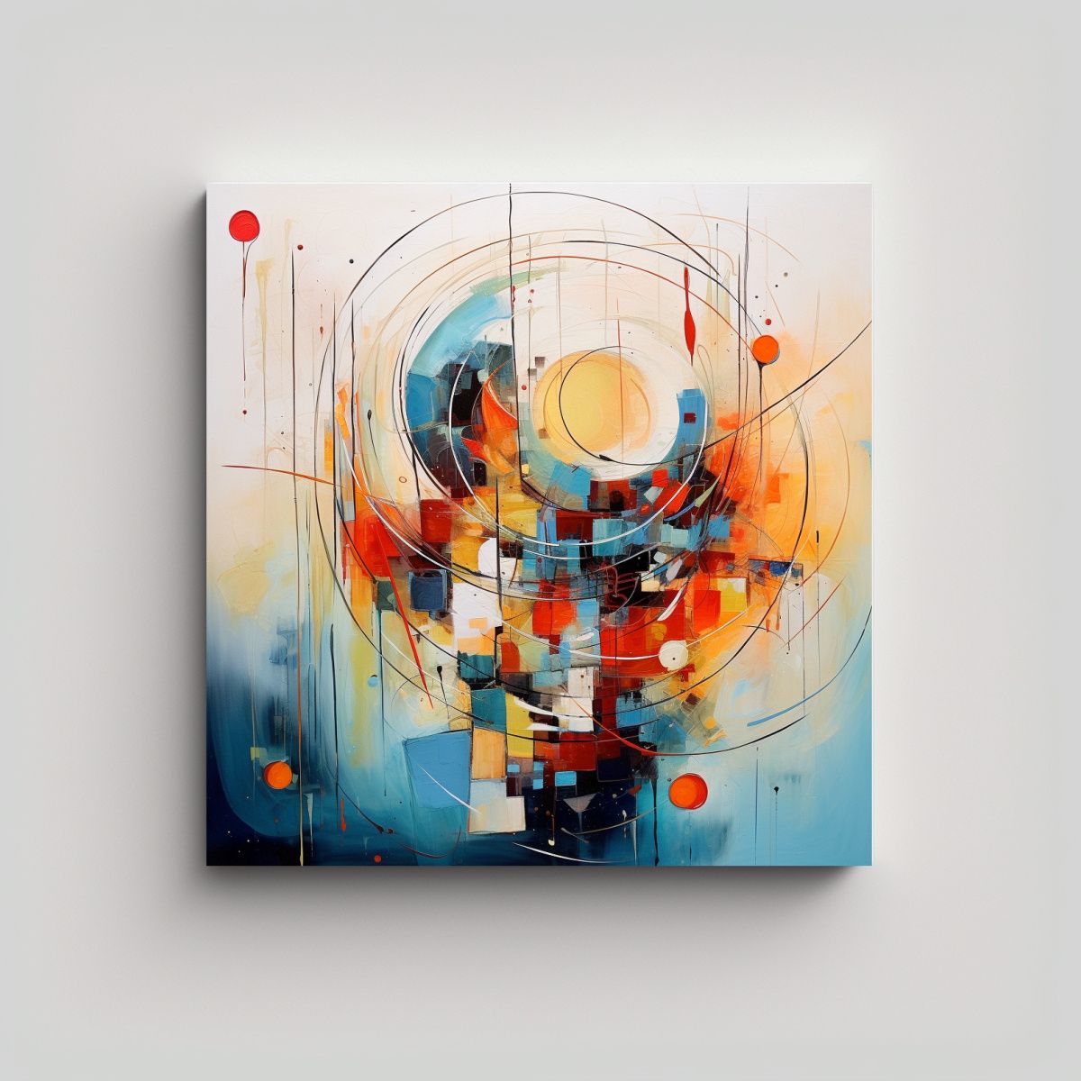 GENERICO - Cuadro Abstracto Floral Vanguardista Para 80x80 Cm