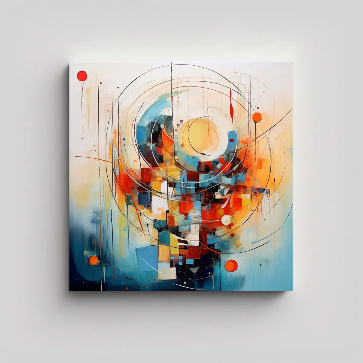 GENERICO - Cuadro Abstracto Floral Vanguardista Para 90x90 Cm
