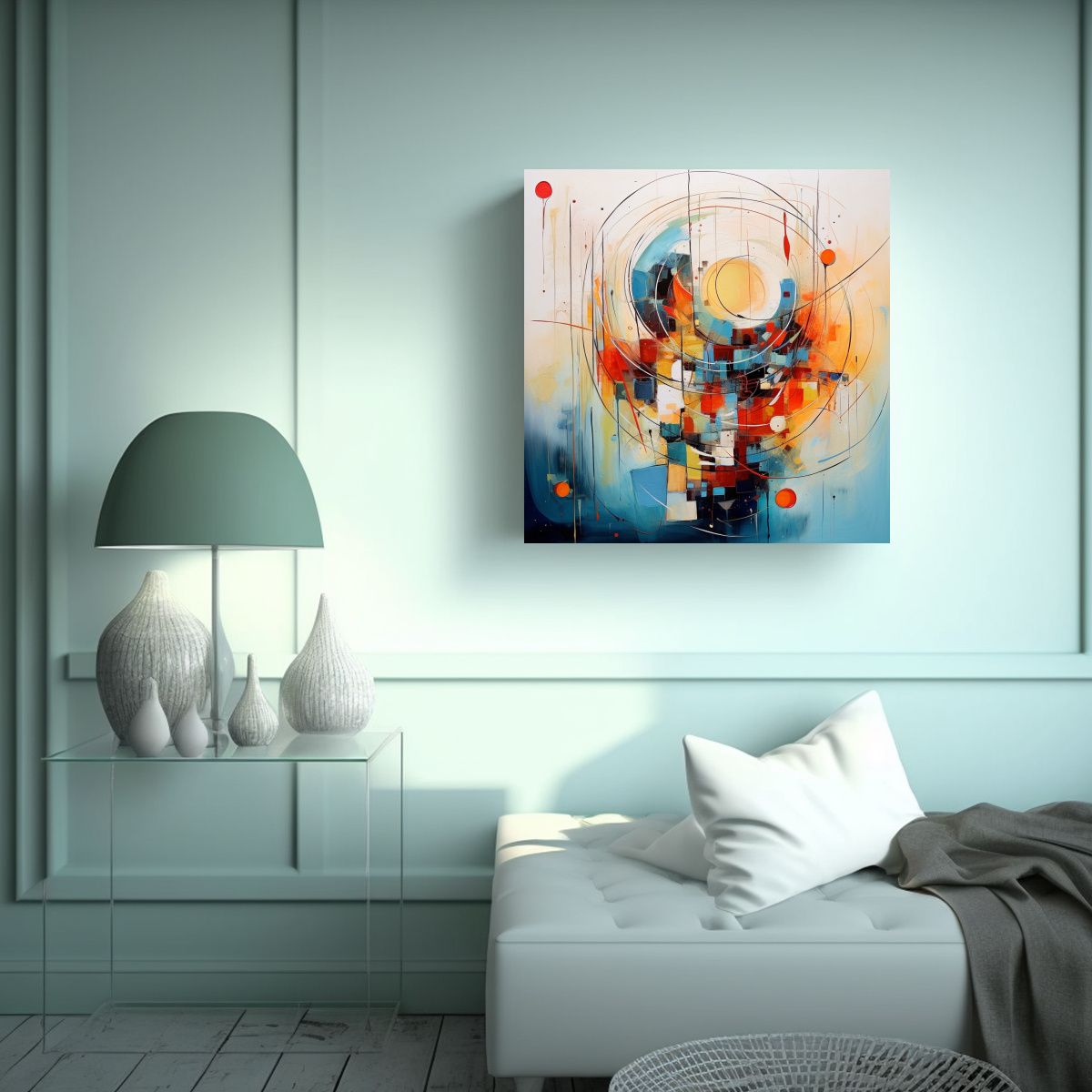 GENERICO - Cuadro Abstracto Floral Vanguardista Para 70x70 Cm