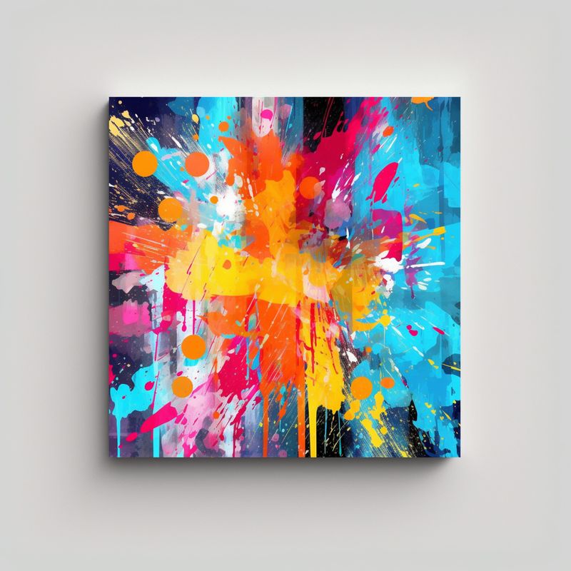 GENERICO - Arte Gráfico Con Fondo Colorido Pintado Con 80x80 Cm