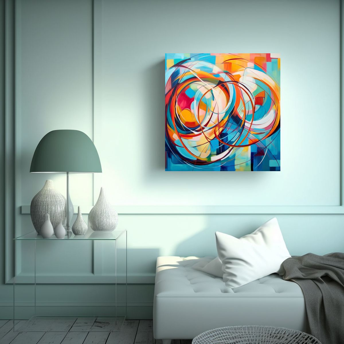 GENERICO - Cuadro Acuarela Abstracta Inspirador De Estilo 50x50 Cm