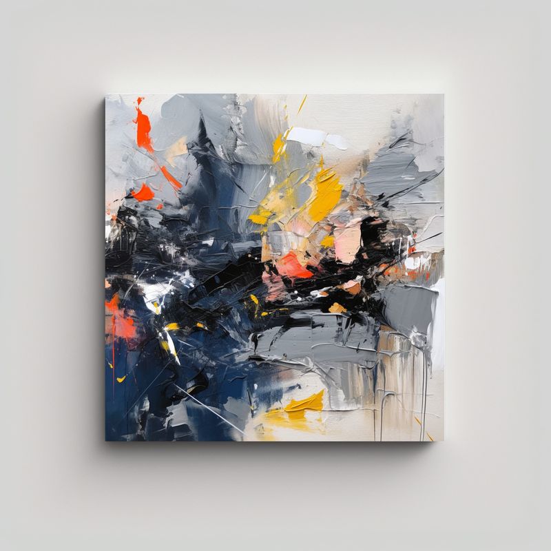 GENERICO - Cuadro Abstracto Con Detalles En Pequeña Escala 90x90 Cm
