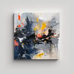 GENERICO - Cuadro Abstracto Con Detalles En Pequeña Escala 80x80 Cm