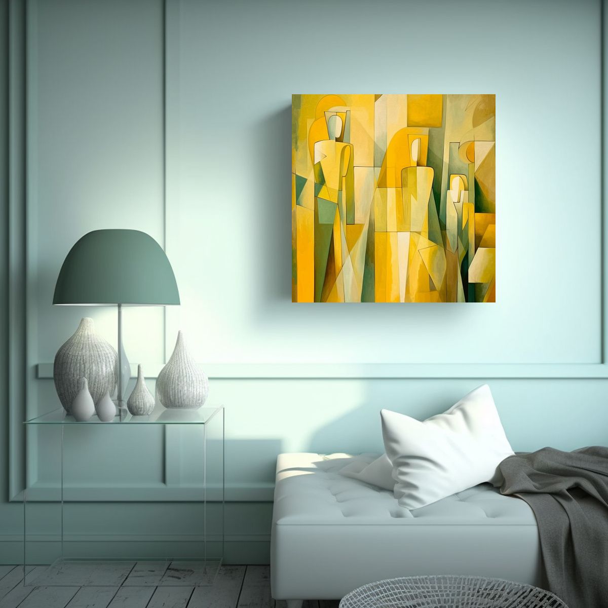 GENERICO - Pinturas Decorativas Con Líneas Geométricas 80x80 Cm