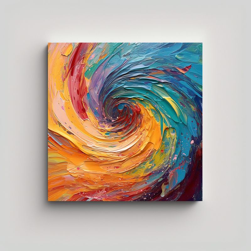 GENERICO - Cuadro Abstracto Estrellados En Rojo, Verde, 90x90 Cm
