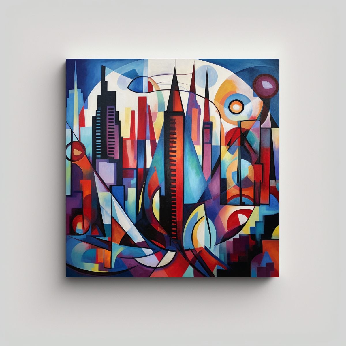 GENERICO - Cuadro Moderno Figuras Skyline Nueva York Estilo 80x80 Cm