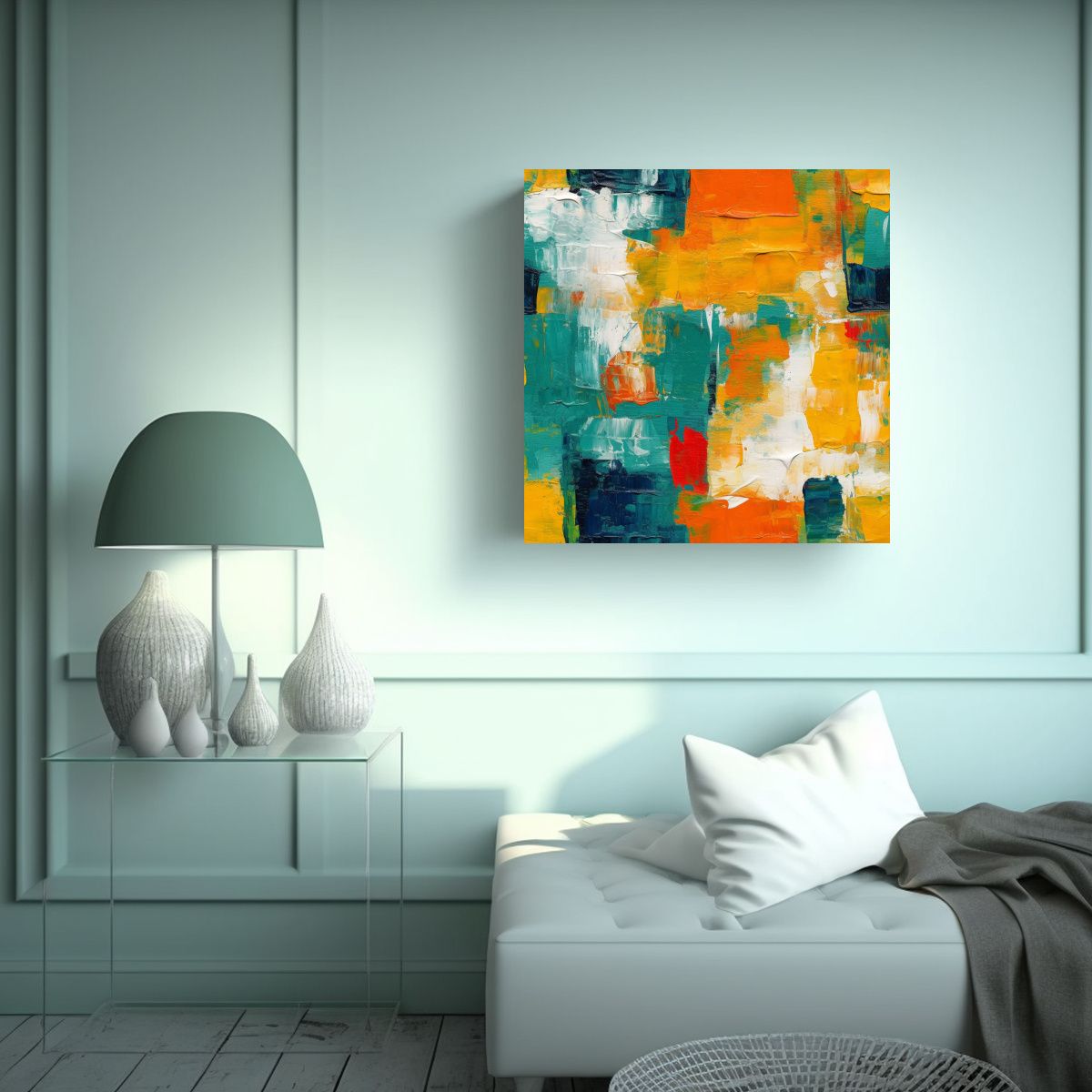 GENERICO - Pintura Abstracta De Lienzo Moderno Con Enfoque 70x70 Cm