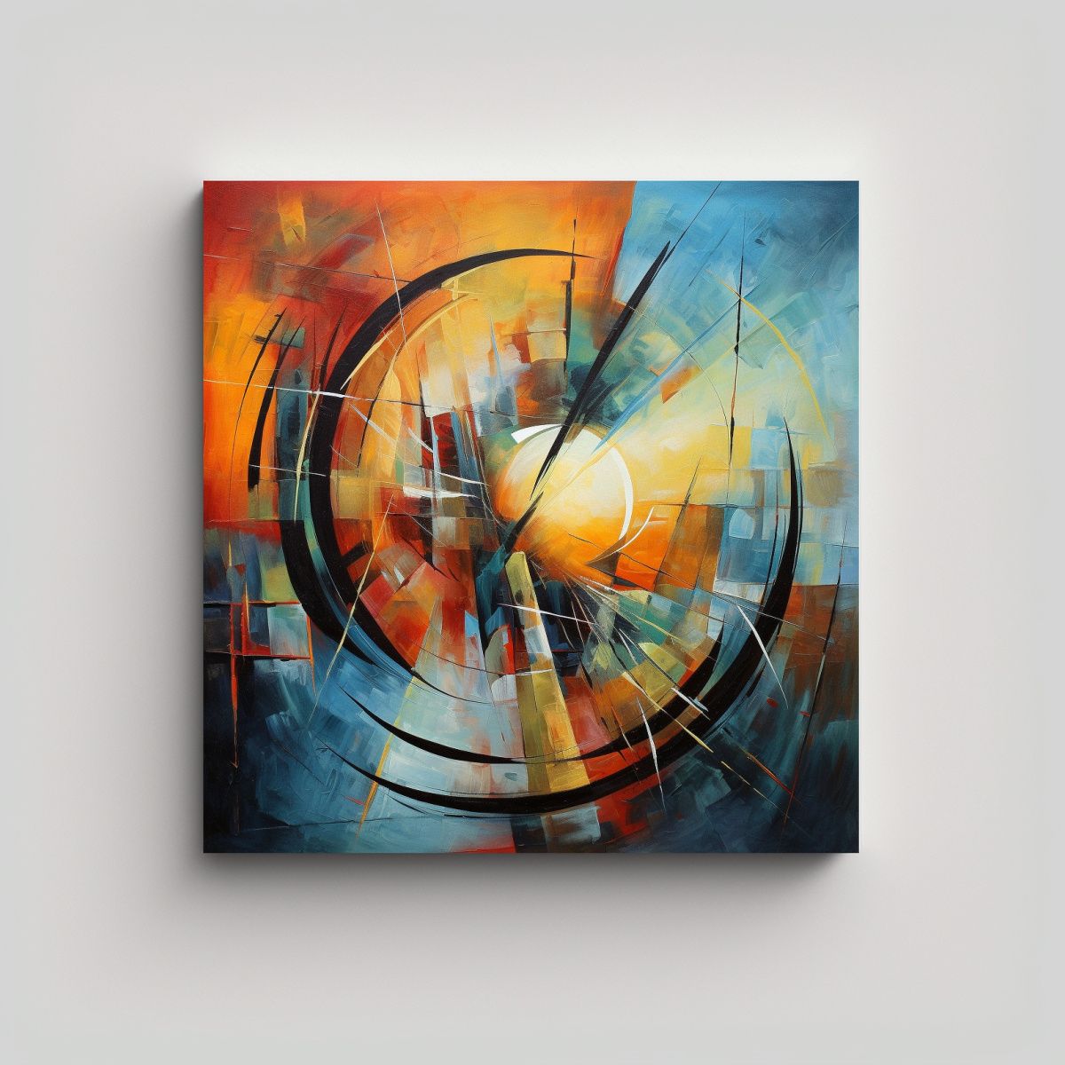 GENERICO - Pintura Abstracta Estilo Galería En Lienzo De 90x90 Cm