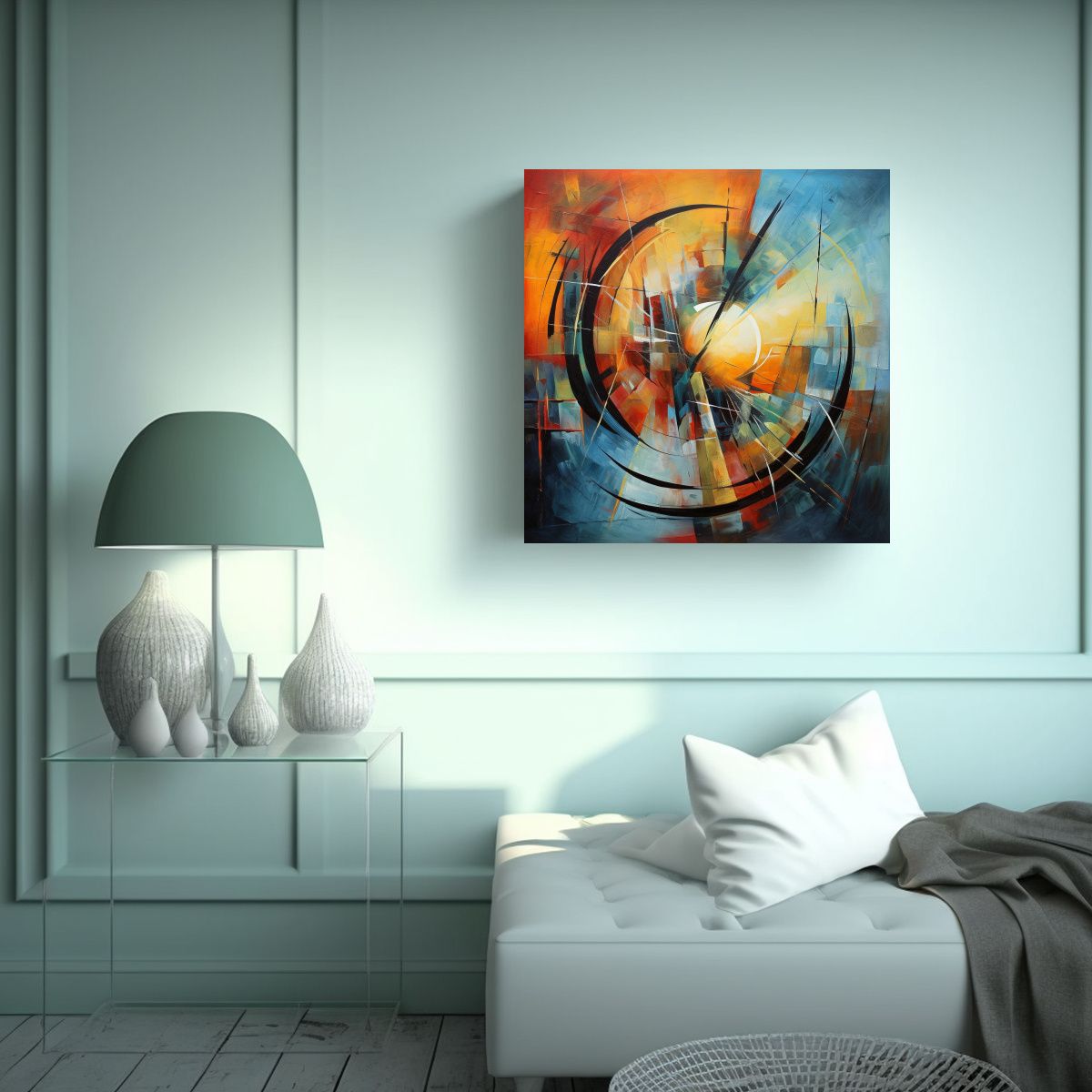 GENERICO - Pintura Abstracta Estilo Galería En Lienzo De 80x80 Cm