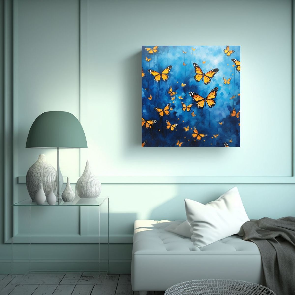 GENERICO - Cuadro Decorativo De Migración De Mariposas 70x70 Cm