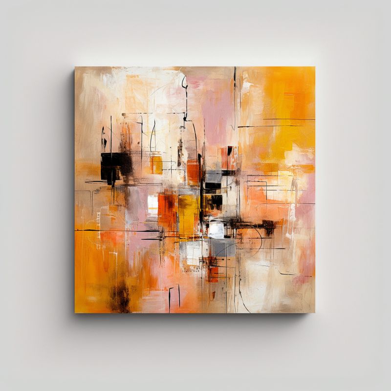 GENERICO - Pintura Abstracta Contemporánea De Lienzo 80x80 Cm