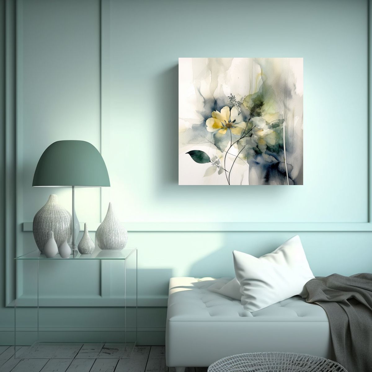 GENERICO - Pintura Abstracta Acuarela Moderna De Arte 50x50 Cm