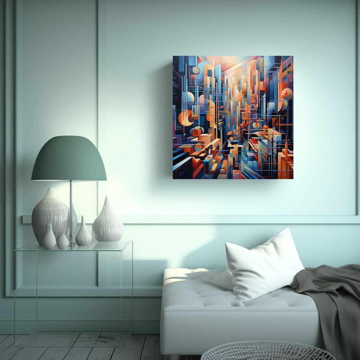 GENERICO - Pintura Abstracta Elegante De Metrópolis De 80x80 Cm