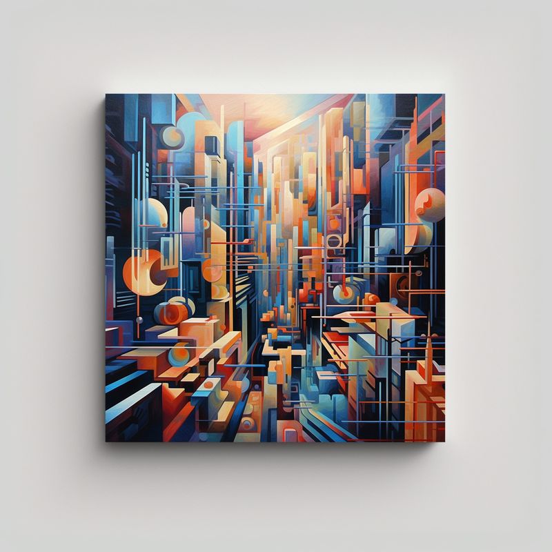 GENERICO - Pintura Abstracta Elegante De Metrópolis De 60x60 Cm