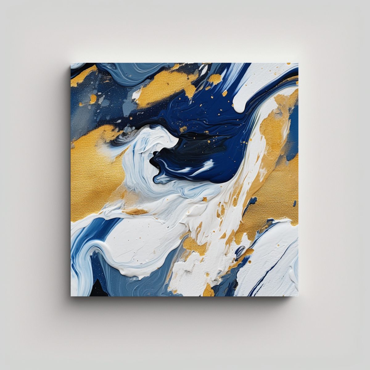 GENERICO - Pintura Abstracta Azul Y Café De Canva En Finas 80x80 Cm