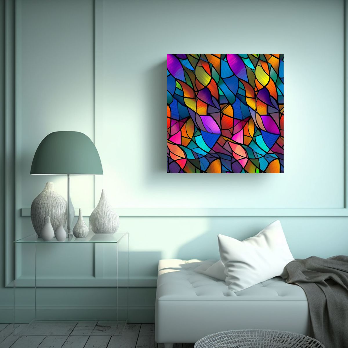 GENERICO - Cuadro Hermoso Dormitorio Vidriera Decorativa 50x50 Cm