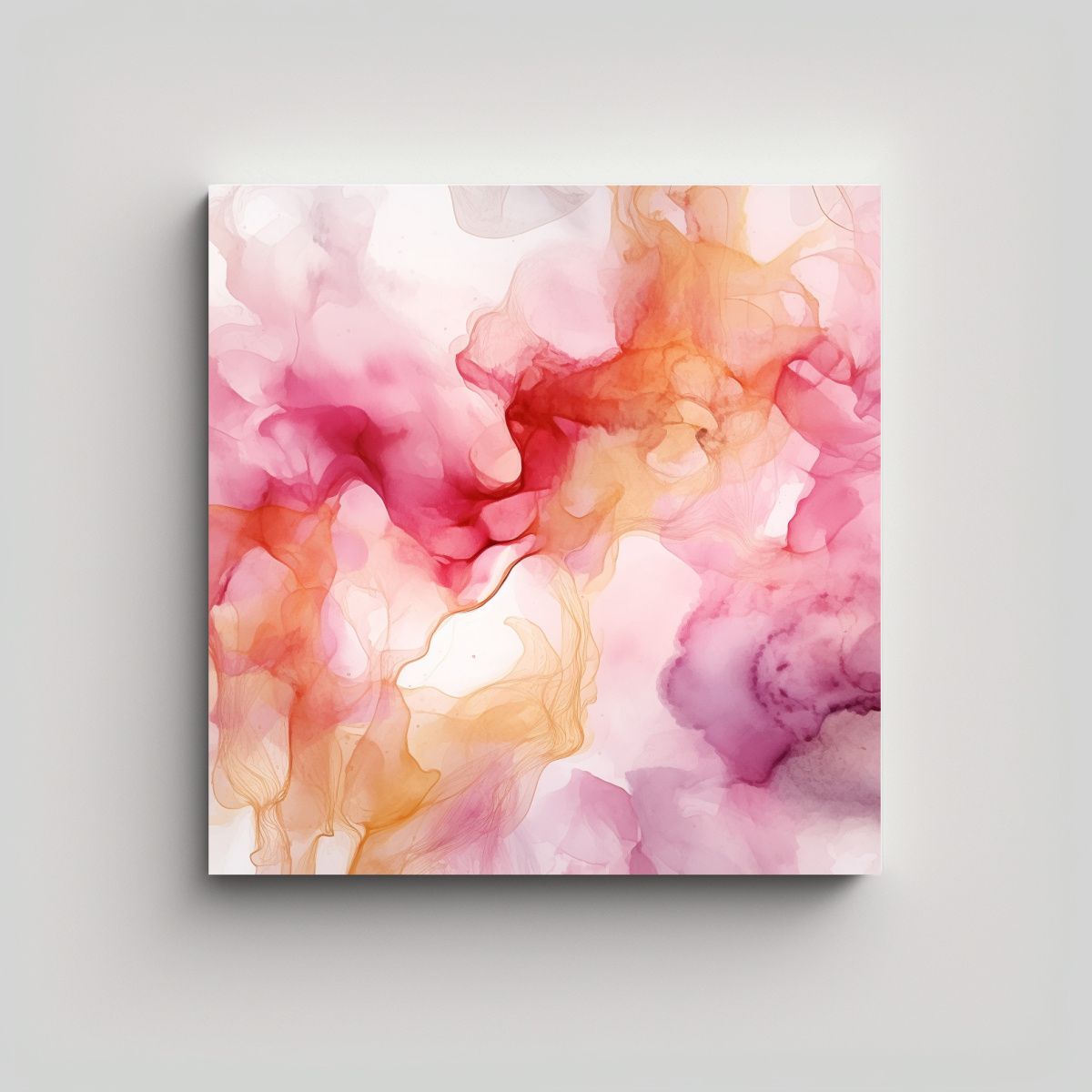 GENERICO - Fondo Acuarela Rosa Y Dorado Abstracto, Lienzo 80x80 Cm