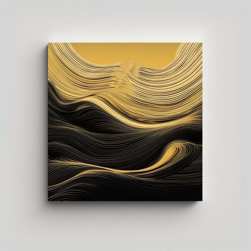 GENERICO - Cuadro Hermoso Vanta Negro Y Dorado Efecto 50x50 Cm