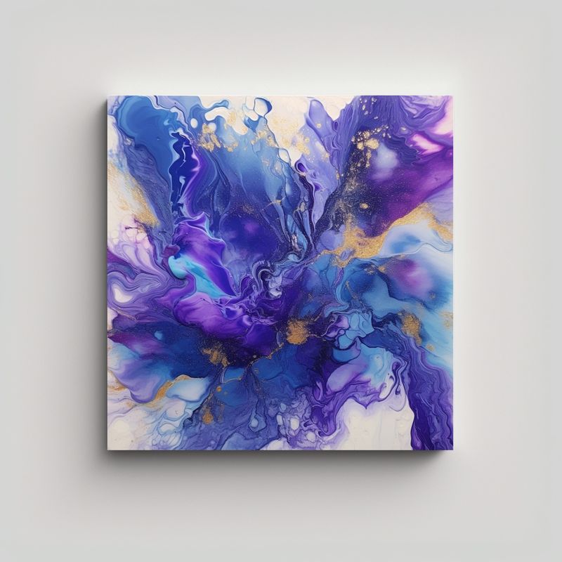 GENERICO - Pintura Acuarela Calidez Azul Y Púrpura En Lienzo 60x60 Cm