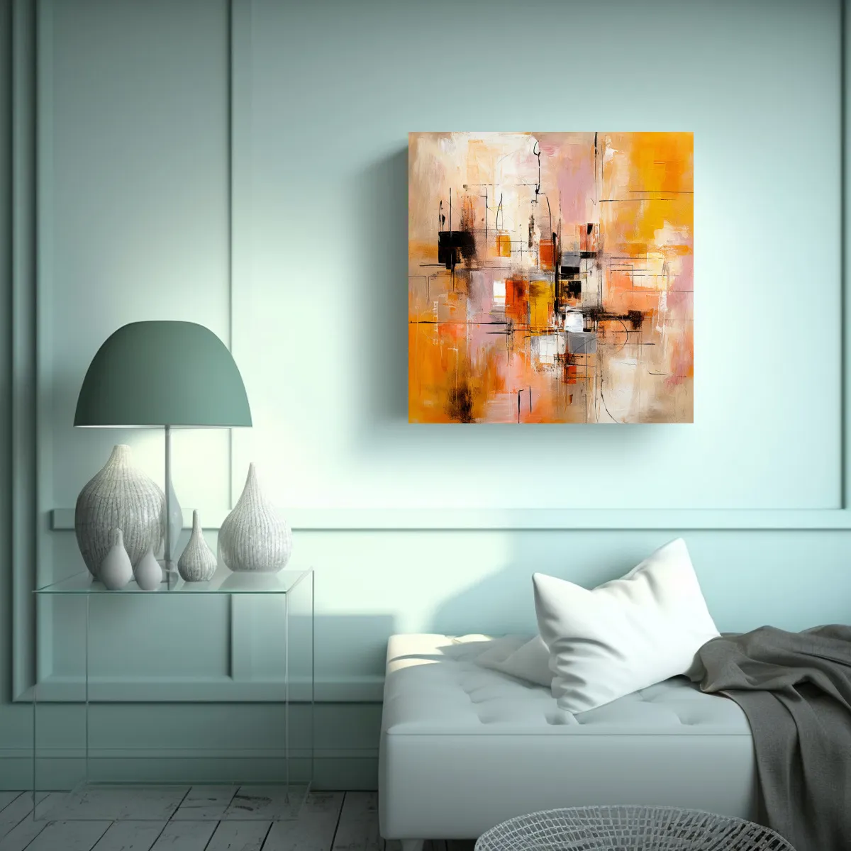 GENERICO - Pintura Abstracta Contemporánea De Lienzo 50x50 Cm.