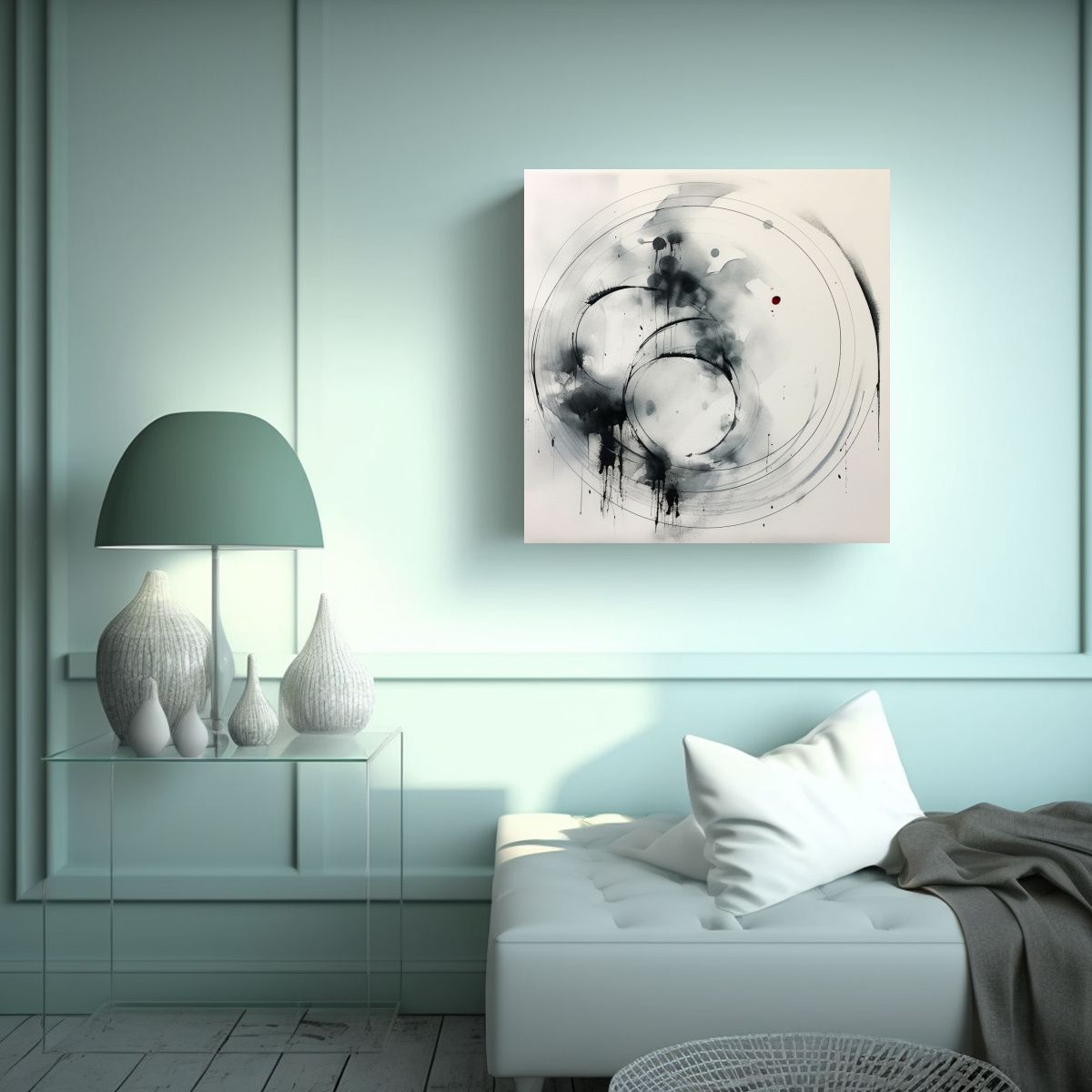 GENERICO - Cuadro Movimiento Belleza Arte Oriental Círculos 50x50 Cm