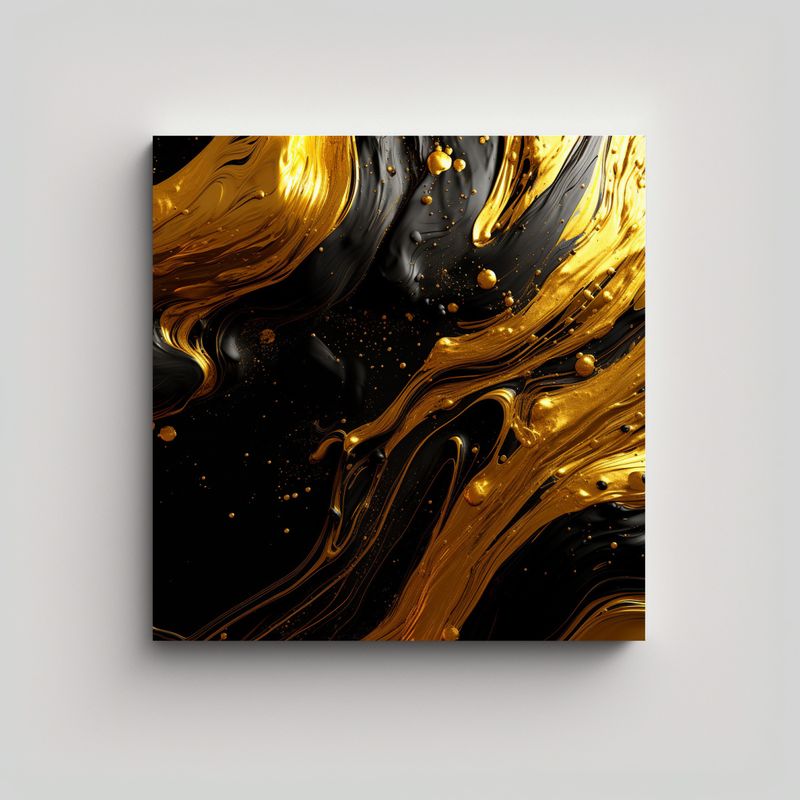GENERICO - Pinturas Decorativas De época En Negro Y Oro 90x90 Cm