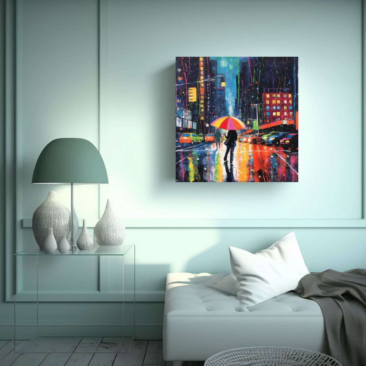 GENERICO - Cuadro Arte De Pared: Mujer Paseando Bajo La 90x90 Cm