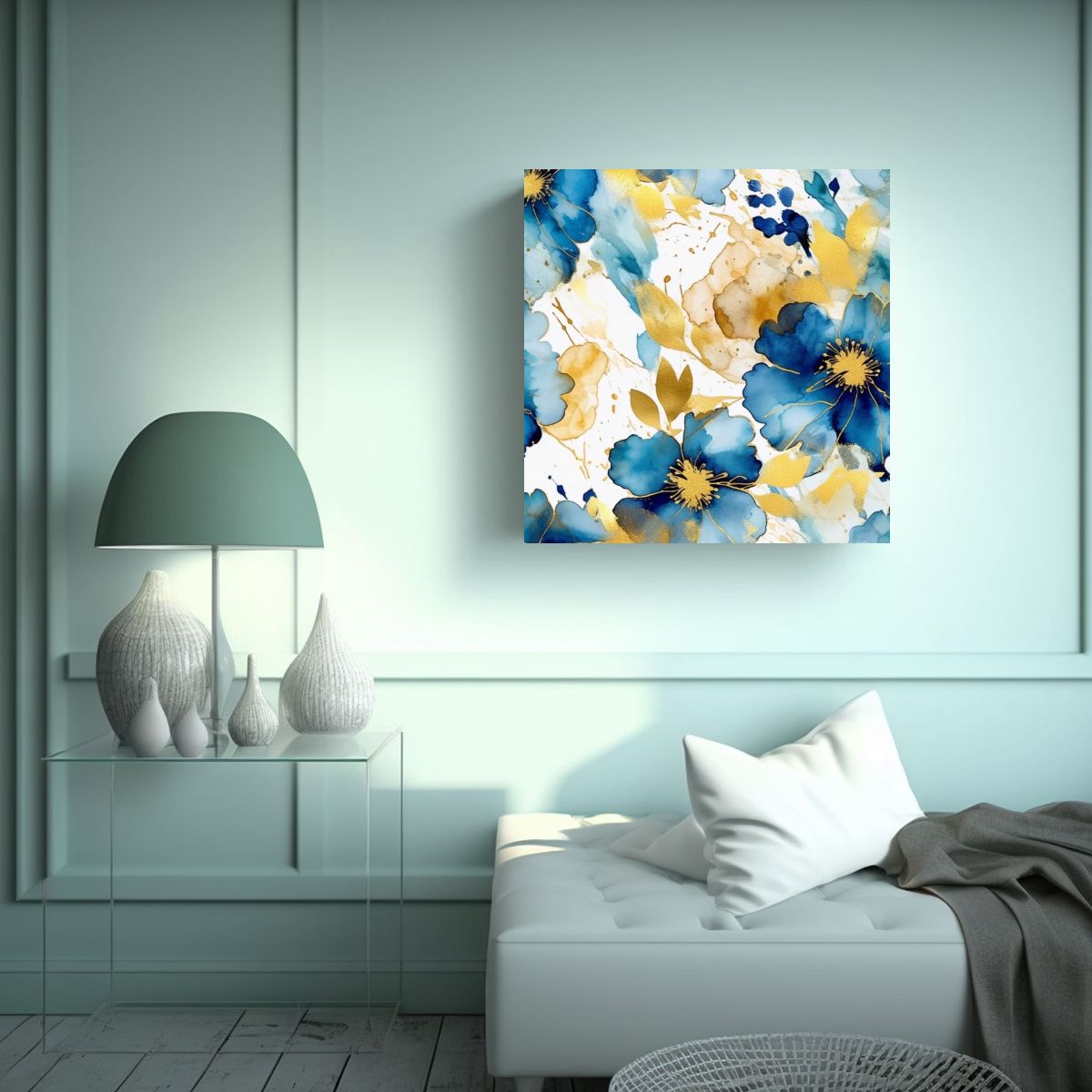 GENERICO - Lienzo Tela Alta Calidad Perspectiva Azul Con 70x70 Cm