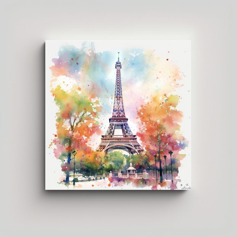 GENERICO - Pintura Alegre De La Torre Eiffel En Colores 70x70 Cm