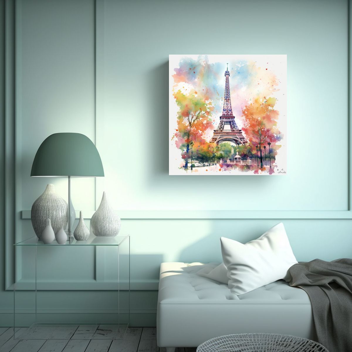 GENERICO - Pintura Alegre De La Torre Eiffel En Colores 50x50 Cm
