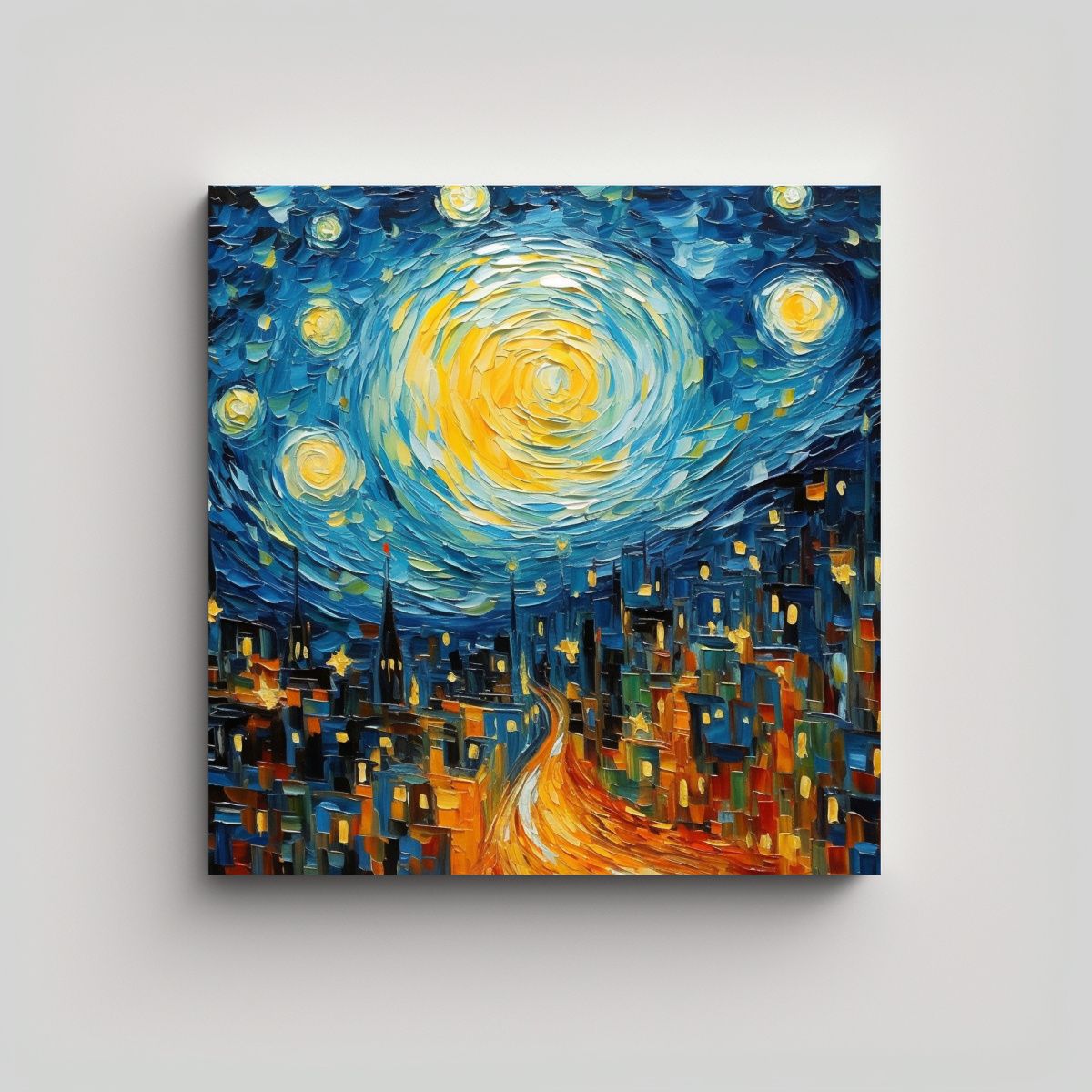 GENERICO - Pintura Abstracta Original Estilo Van Gogh 50x50 Cm