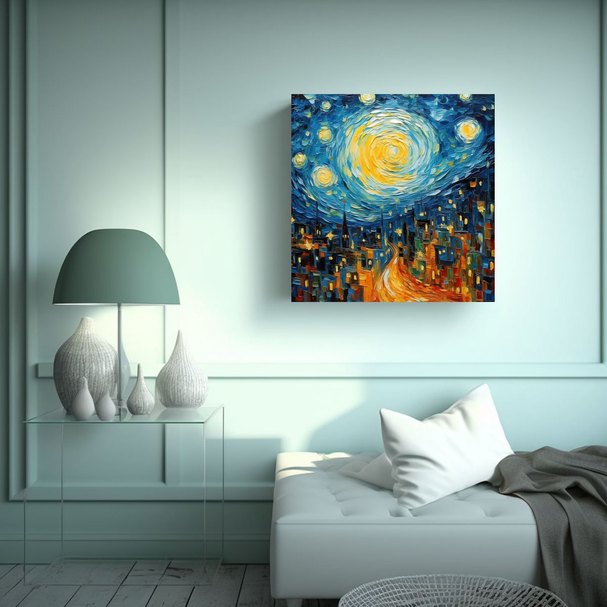 GENERICO - Pintura Abstracta Original Estilo Van Gogh 50x50 Cm
