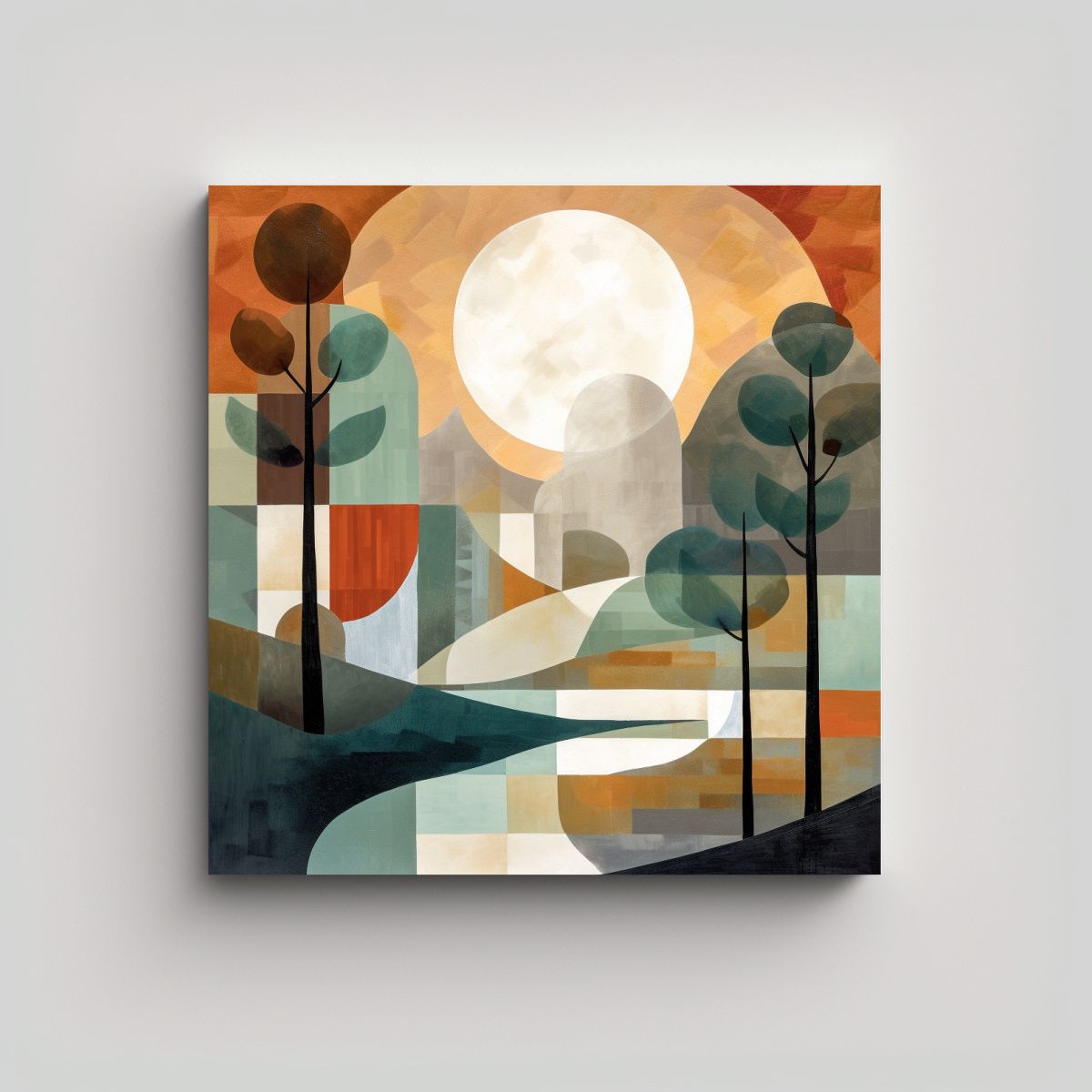 GENERICO - Paisaje Abstracto Inspirado En Maravillas De La 80x80 Cm