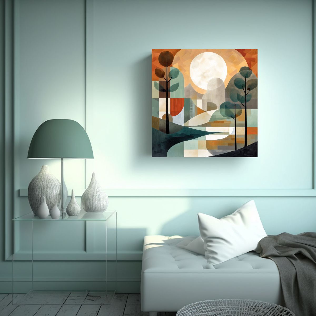 GENERICO - Paisaje Abstracto Inspirado En Maravillas De La 80x80 Cm