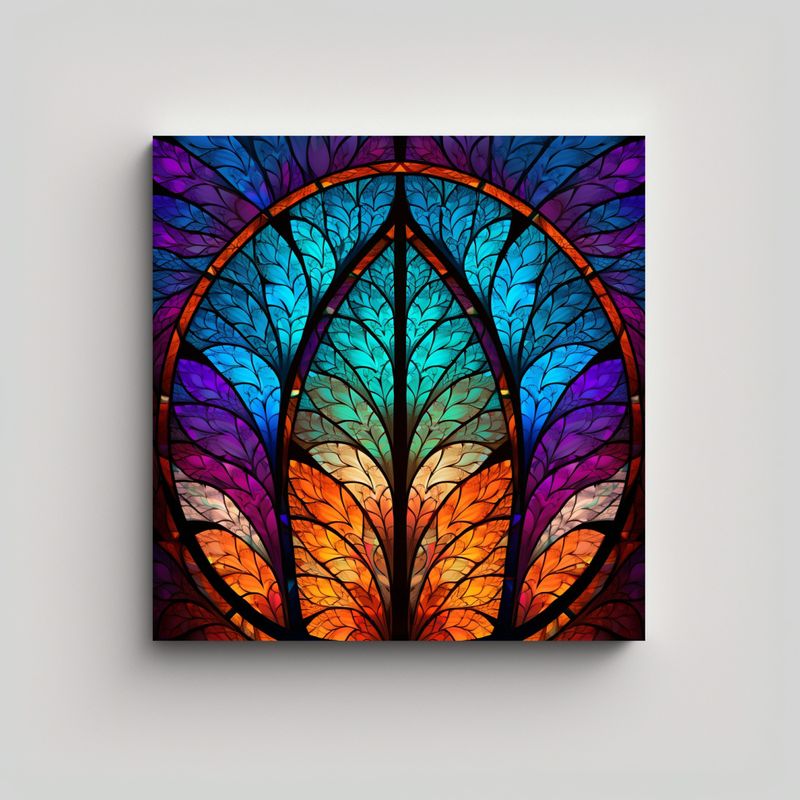 GENERICO - Lienzo Dibujo Vitalidad Kryptik Fractal Vidriera 80x80 Cm