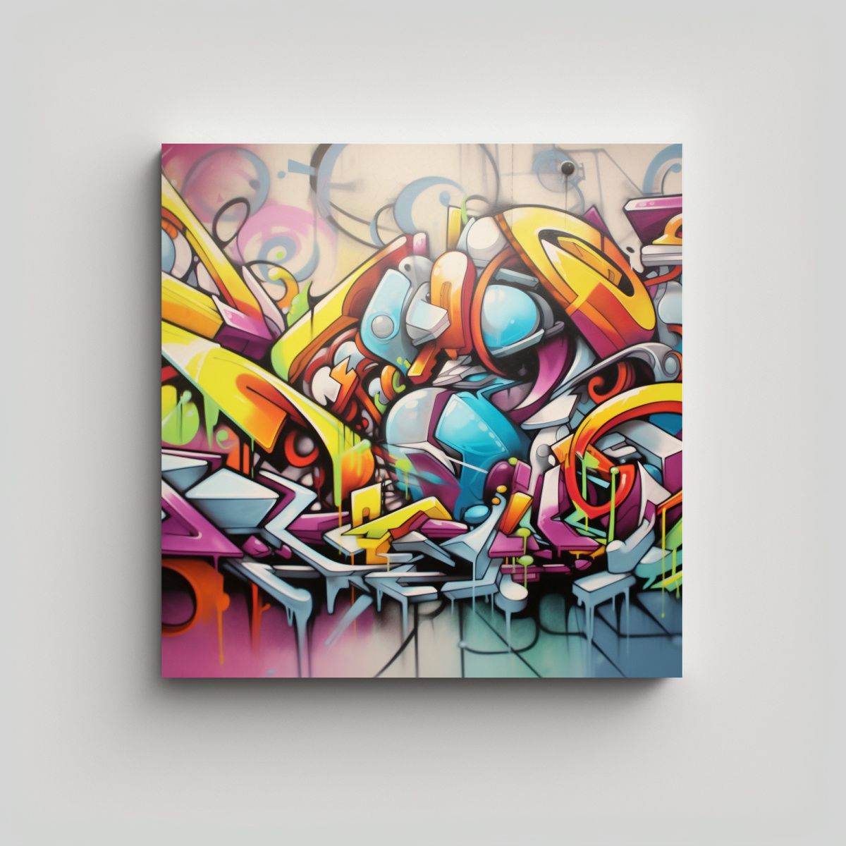 GENERICO - Cuadro De Madera Graffiti Ard Design Composición 80x80 Cm