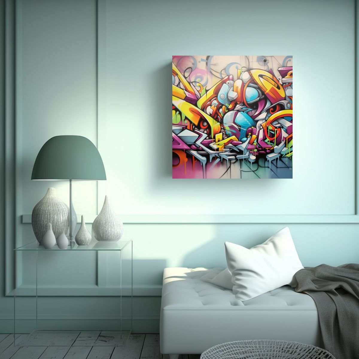 GENERICO - Cuadro De Madera Graffiti Ard Design Composición 80x80 Cm