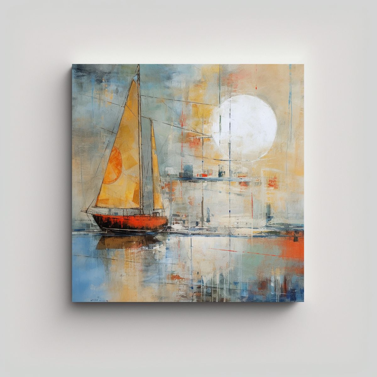 GENERICO - Pintura Contemporánea Estilo Náutico En Lienzo 50x50 Cm
