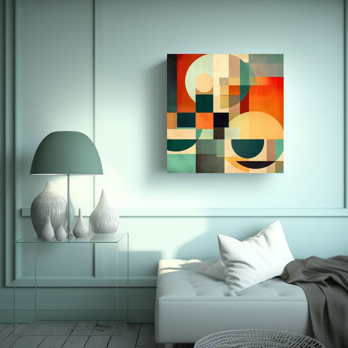 GENERICO - Cuadro Geométrico Decorativo De Abstracción En 50x50 Cm