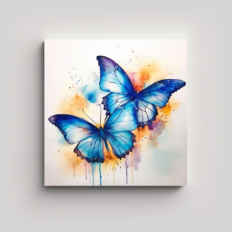 GENERICO - Pinturas Decorativas Con Mariposas Acuareladas 60x60 Cm