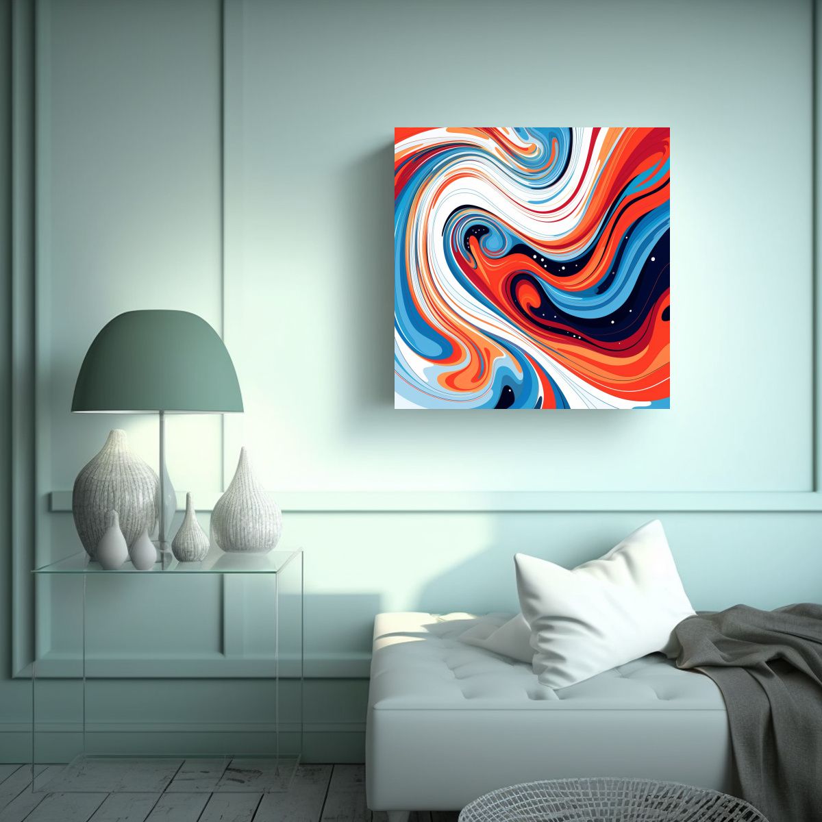 GENERICO - Pintura Lienzo Efecto Visual Abstracto Líneas 50x50 Cm