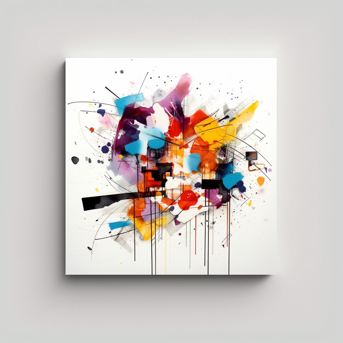 GENERICO - Pintura Abstracta De Grafities Con Colores Blancos 50x50 Cm.