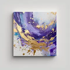 GENERICO - Pintura Abstracta Morada Y Azul Con Líneas 80x80 Cm