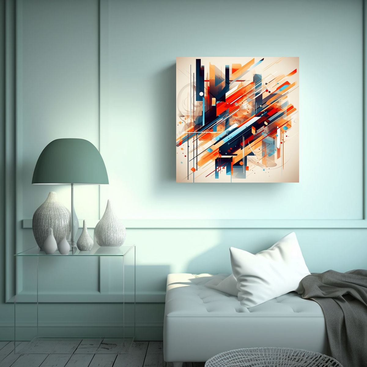 GENERICO - Lienzo Minimalista Con Tonos Abstractos Y Líneas 80x80 Cm