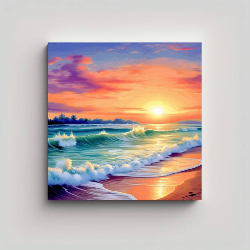 GENERICO - Arte De Pared Sunset Playa Colores Frescos Estilo 70x70 Cm