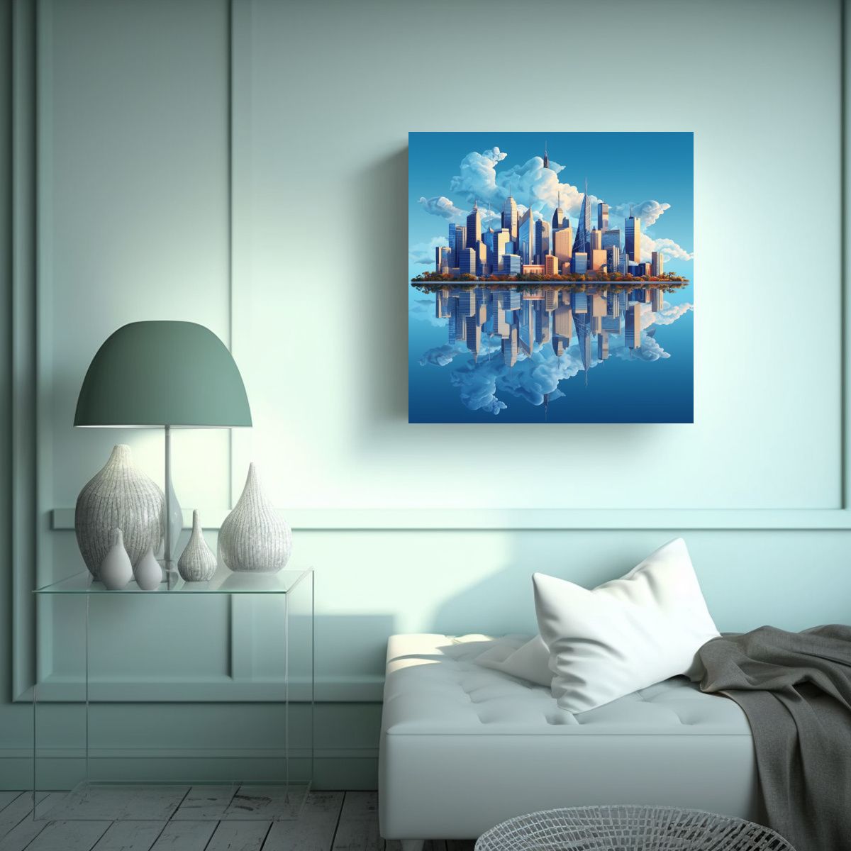GENERICO - Cuadro Lienzo Decorativo Arte Australia Skyline 80x80 Cm