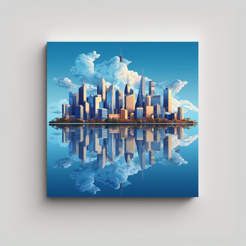GENERICO - Cuadro Lienzo Decorativo Arte Australia Skyline 70x70 Cm
