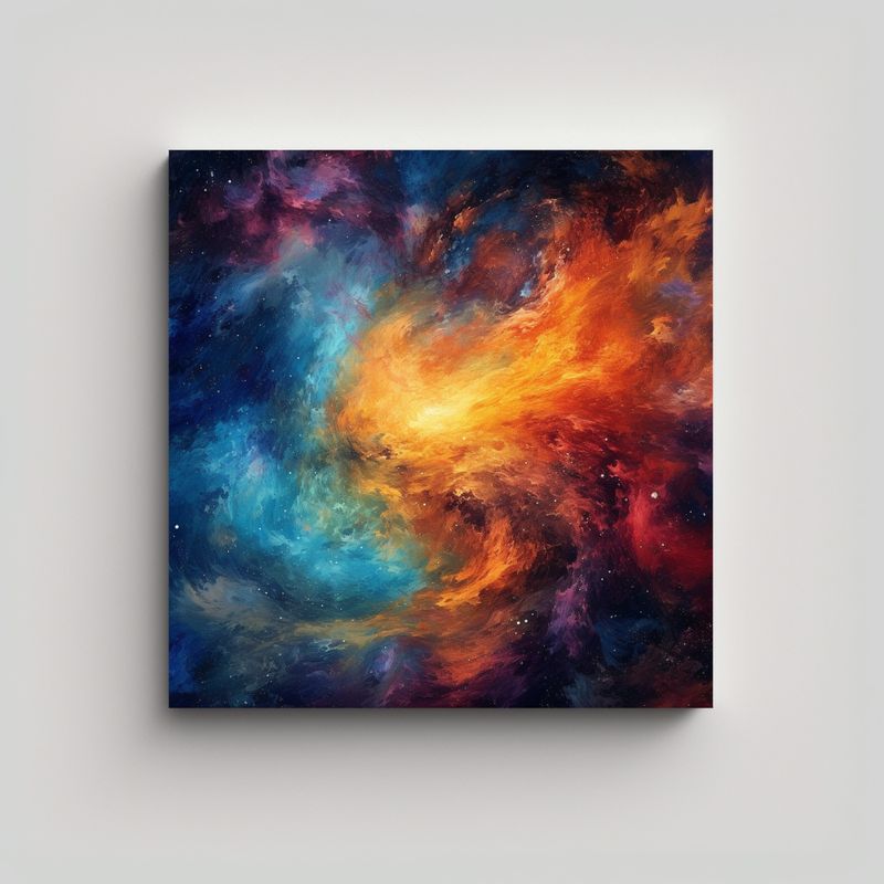 GENERICO - Pintura Abstracta Escena Galáctica Para 70x70 Cm