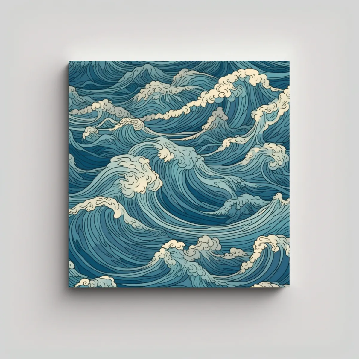 GENERICO - Cuadro Lienzo Tela Acuarela Seawaves Patrón 1984 50x50 Cm
